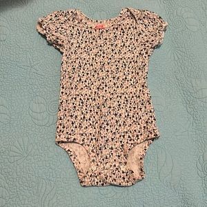 Child of mine by Carter’s girls onesie 18M white with black gray and pink flower